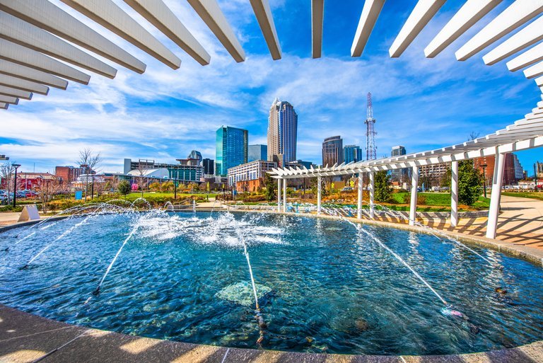 Charlotte skyline viewed from the north end of the city
