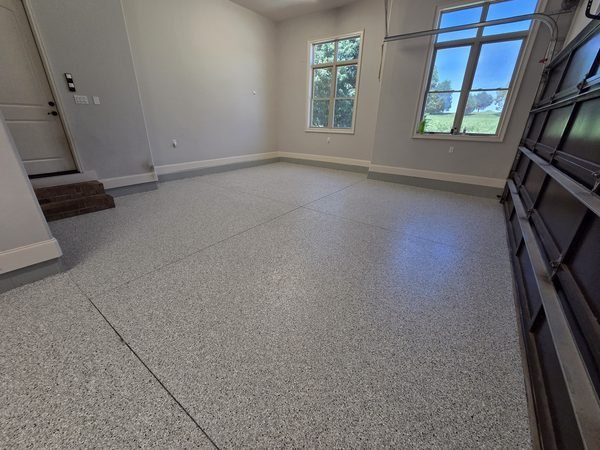 Jeff Sigmon's finished light-flake epoxy garage floor by LKN Garage Epoxy, Mooresville NC
