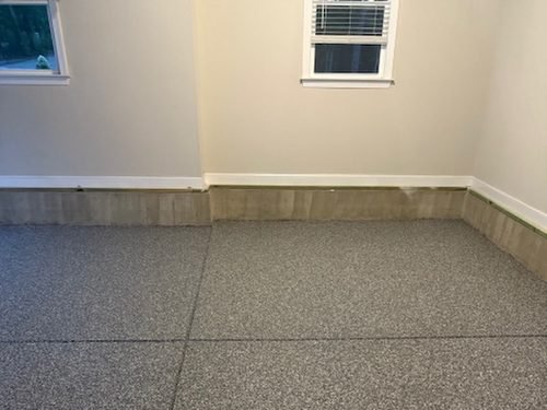 Alena Dube's epoxy garage floor detail, Lake Norman NC