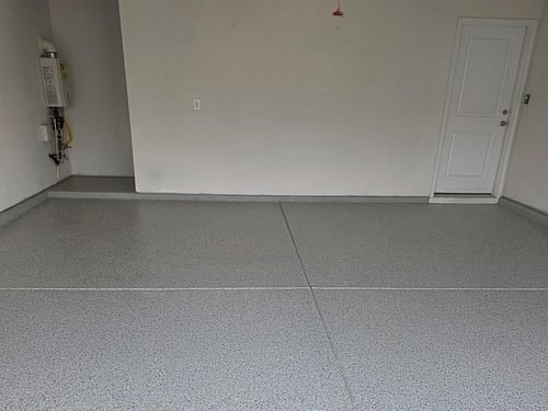 Scott Ostrowski's epoxy garage floor full view, Mooresville NC